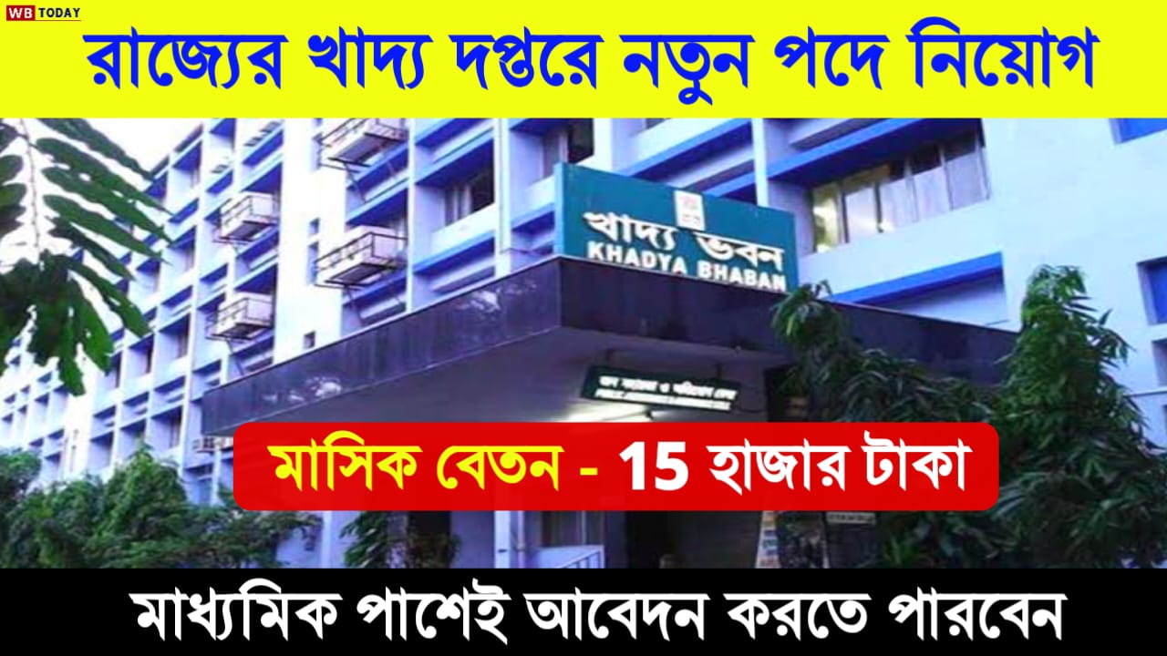 রাজ্যের খাদ্য দপ্তরে ডাটা এন্ট্রি পদে কর্মী নিয়োগ মাধ্যমিক পাশেই আবেদন করতে পারবেন